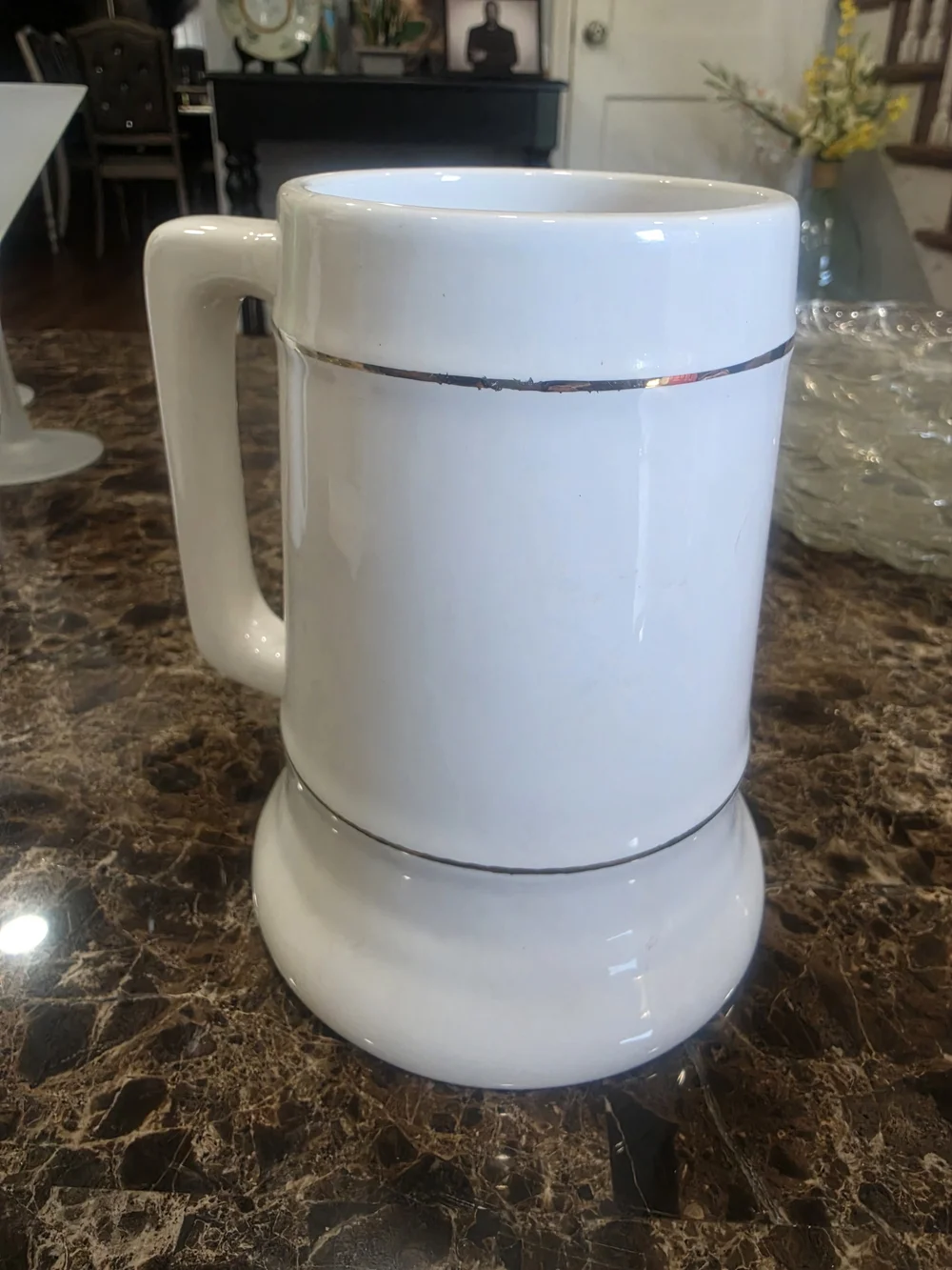 Source Unknown White and Red Commemorative Ceramic Stein